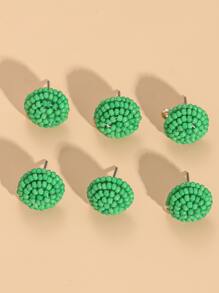 6 bông tai đính cườm đính cườm 1,5cm Liên kết đinh tán - màu xanh lá - Xem 1