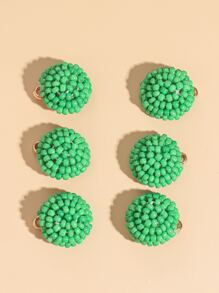 6 bông tai đính cườm đính cườm 1,5cm Liên kết đinh tán - màu xanh lá - Xem 3