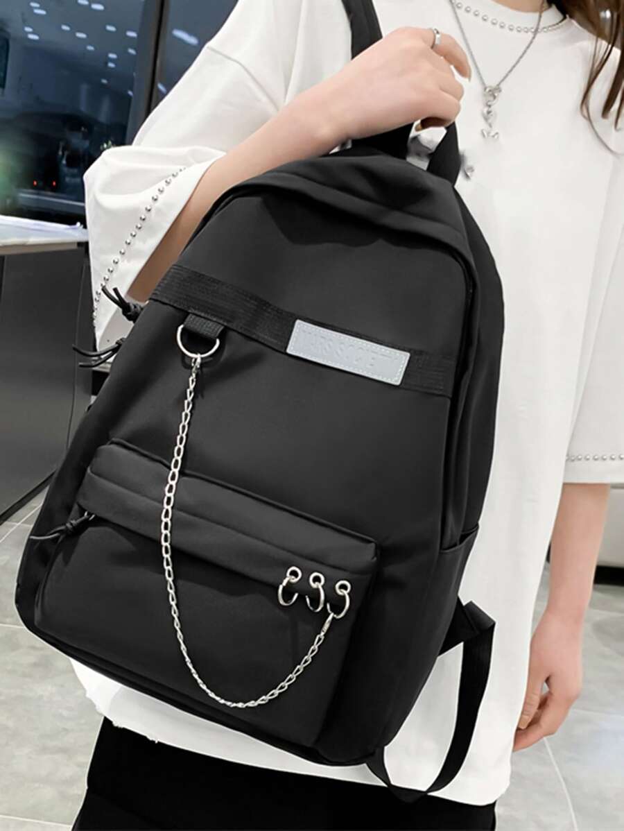 Không thấm nước, nhẹ, trang trí chuỗi tối giản Túi đeo ba lô chức năng dành cho sinh viên mới tốt nghiệp, cô gái tuổi teen, sinh viên năm nhất, sinh viên năm hai, sinh viên năm cuối và trung học phổ thông, trường đại học và trung học phổ thông, hoàn hảo cho hoạt động ngoài trời, du lịch và quay lại trường học - màu đen - Xem 1