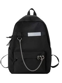 Không thấm nước, nhẹ, trang trí chuỗi tối giản Túi đeo ba lô chức năng dành cho sinh viên mới tốt nghiệp, cô gái tuổi teen, sinh viên năm nhất, sinh viên năm hai, sinh viên năm cuối và trung học phổ thông, trường đại học và trung học phổ thông, hoàn hảo cho hoạt động ngoài trời, du lịch và quay lại trường học - màu đen - Xem 4