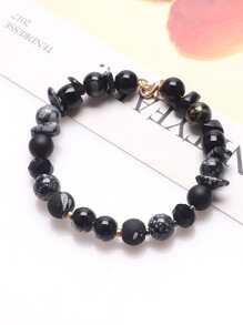 42 克/包黑色多种款式玻璃珠混合，DIY 珠宝制作用品，适用于项链、手链、女士饰品 - 彩色 - 查看 3