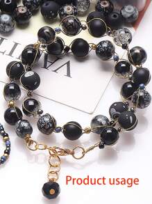 42 克/包黑色多种款式玻璃珠混合，DIY 珠宝制作用品，适用于项链、手链、女士饰品 - 彩色 - 查看 6