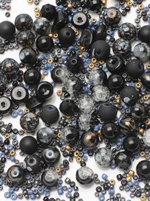 42 克/包黑色多种款式玻璃珠混合，DIY 珠宝制作用品，适用于项链、手链、女士饰品 - 彩色 - 查看 7