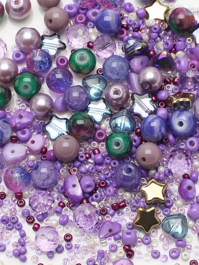 42g/Pack Crystal Purple Assorted Glass Beads For DIY Jewelry Making, Necklace Bracelet Craft Accessories, Women Jewelry Supplies