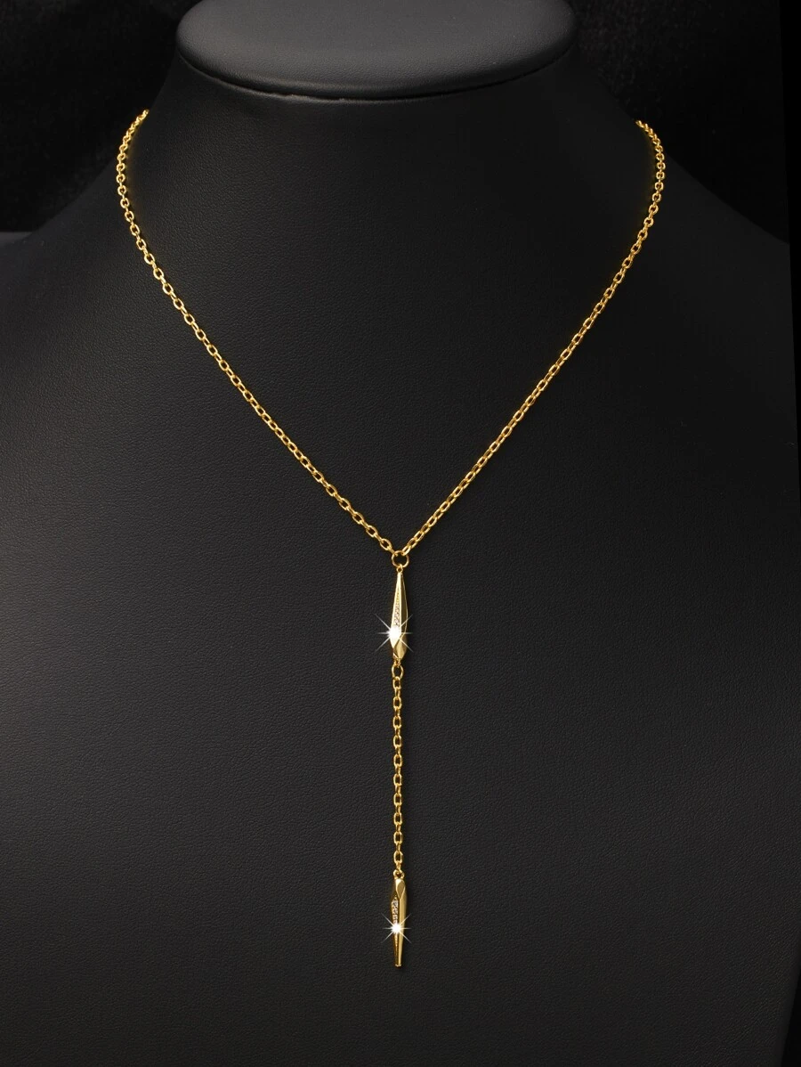 1 PC Charm hình học Y Lariat Vòng cổ trang sức bằng đồng - Vàng - Xem 1