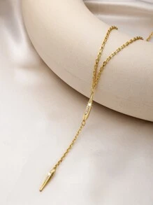 1 PC Charm hình học Y Lariat Vòng cổ trang sức bằng đồng - Vàng - Xem 2