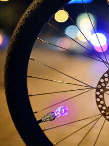 2 piezas de luz de seguridad con diseño de calavera, luz creativa para decoración de ruedas de bicicleta, para seguridad en bicicleta - Multicolor - Ver 2