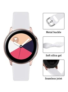 QAGSFLC 1pc White Fashion Silicone Watchband 20/22mm, Compatible With Galaxy Watch4/Huawei GT3pro As A Gift For Students Returning To School - White - View 6