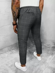 Manfinity Mode Quần Nam Dây kéo Túi Sọc ca rô Giải trí - Màu xám đen - Xem 2