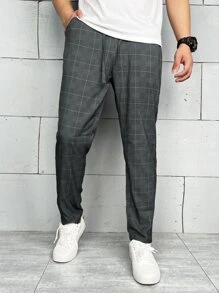 Manfinity Mode Quần Nam Dây kéo Túi Sọc ca rô Giải trí - Màu xám đen - Xem 7