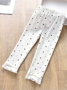 SHEIN 小女童4入組紙屑愛心圖案緊身打底褲 - 彩色 - 查看 3