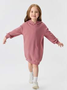 SHEIN Áo nỉ bé gái màu trơn Giải trí - Bụi hồng - Xem 1