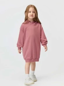 SHEIN Áo nỉ bé gái màu trơn Giải trí - Bụi hồng - Xem 3