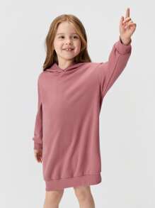 SHEIN Áo nỉ bé gái màu trơn Giải trí - Bụi hồng - Xem 5