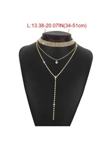 2 piezas Collar en Y con diseño de diamante de imitación - Amarillo Oro - Ver 5