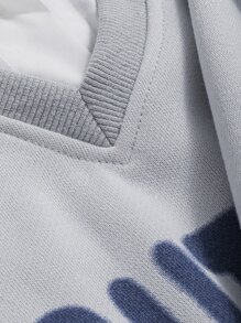 DAZY Áo nỉ Đồ họa Chữ cái 2 trong1 Thả vai - Xám - Xem 5