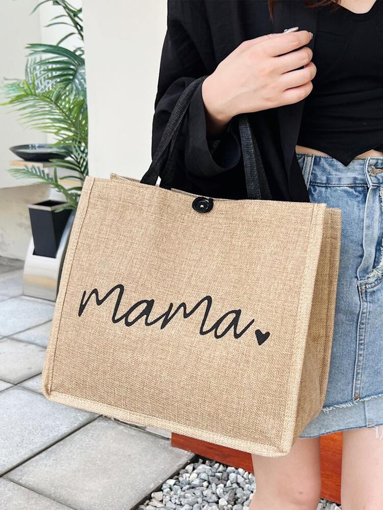 Heart & Letter Graphic Linen Shopper Bag Simple Letter Print Tote Canvas Bag, Lightweight Large Capacity Shoulder Bag With Mini Hanging Coin Purse, Mother's Day Gift For MomSchool Bag,Large Capacity,Portable,Classic Casual, Suitable For Teen Girls Women College Students,White-Collar WorkersOffice,Middle School, High School,College,Vacation,Beach, Unique Nana Gifts, Best Thanksgiving Gifts For Family