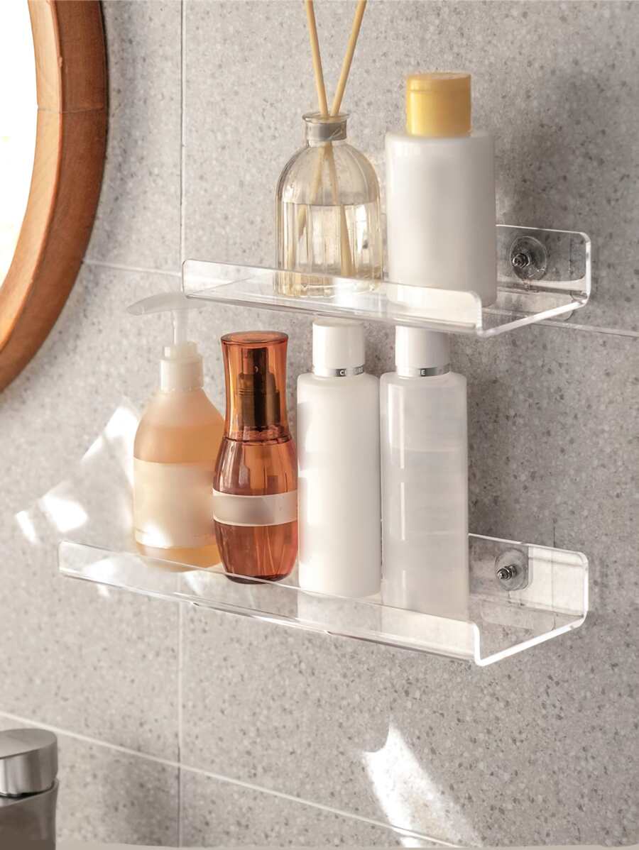 1个透明壁挂式储物架，多功能浴室储物架，浴室配件 - 無色 - 查看 1