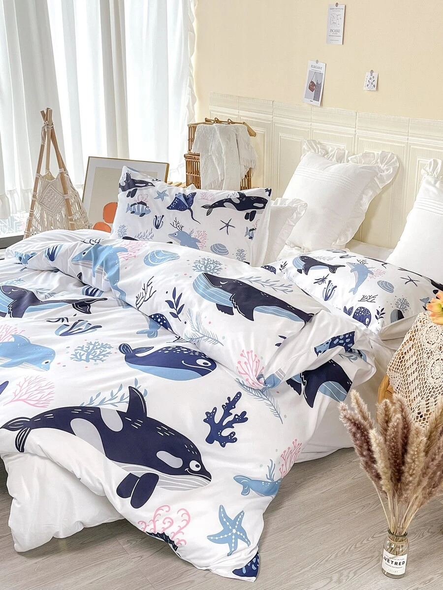 Bộ vỏ chăn hình cá mập không có chất làm đầy - Nhiều màu - Xem 1