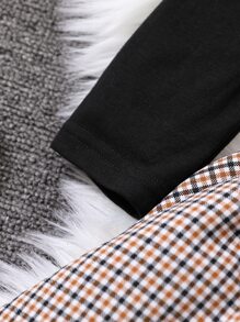 小女童格紋前蝴蝶結T恤帶紙袋腰半身裙不附帶帽 - 彩色 - 查看 5