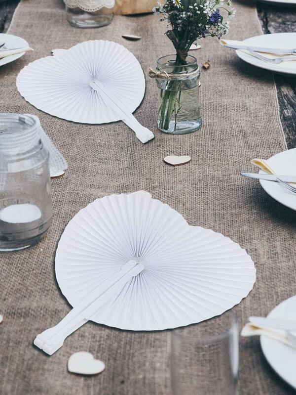 Wedding Party Decoration Paper Fan, White Decorative Paper Fan Wedding