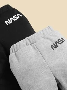 Baby Boy 2pcs Letter Graphic Joggers - Multicolor - View 3