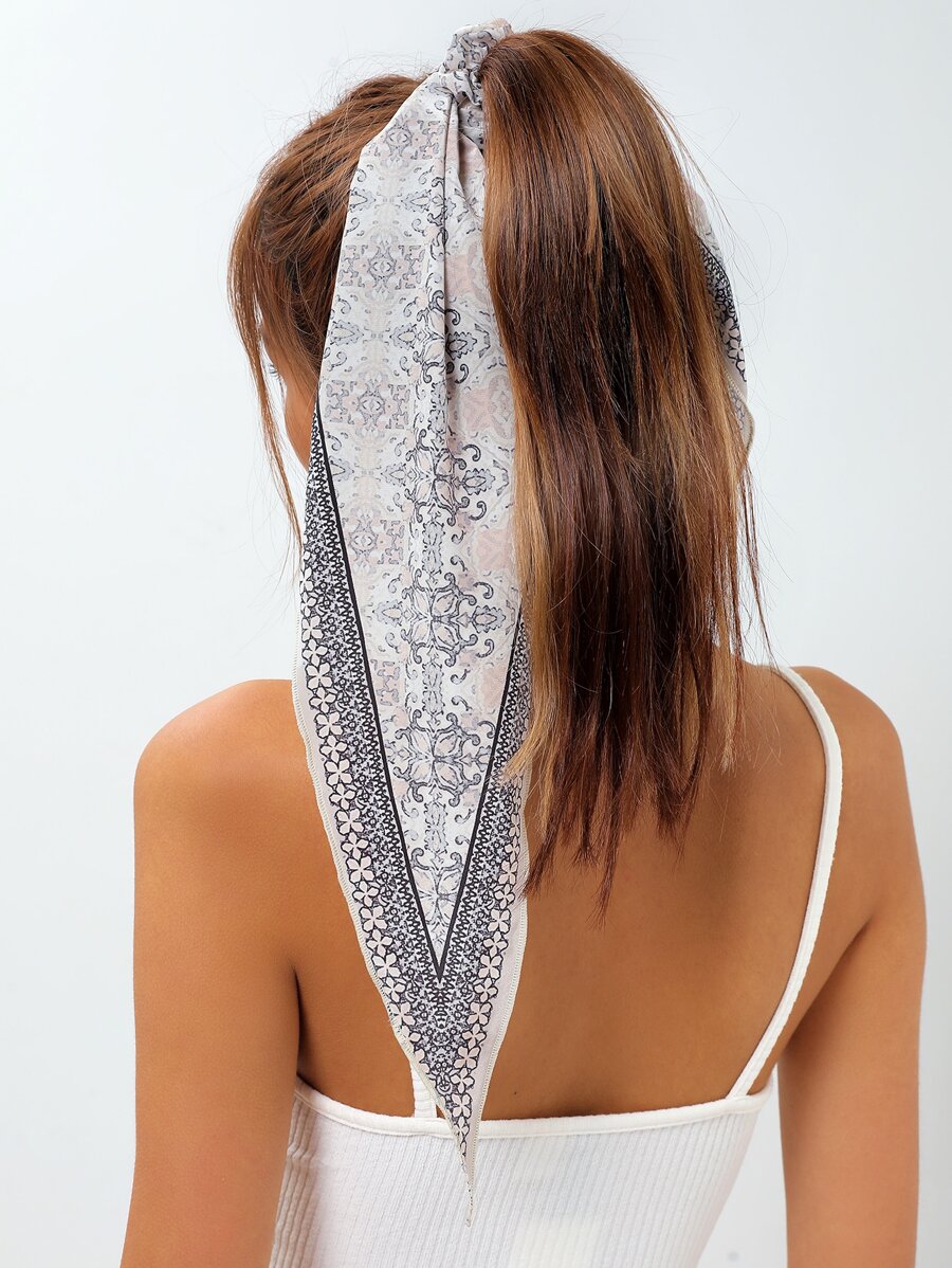 印花飄帶髮圈 - 彩色 - 查看 1