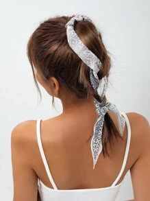 印花飄帶髮圈 - 彩色 - 查看 2