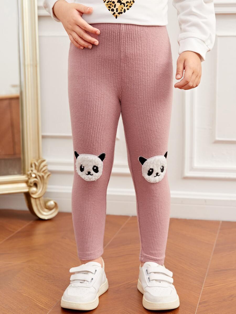 SHEIN 青少女卡通拼接細節打底褲 - 藕粉色 - 查看 1