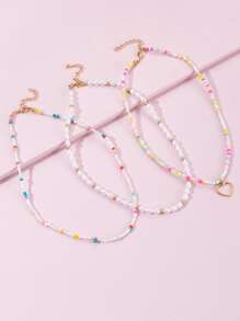 3入組愛心掛飾串珠項鏈 - 彩色 - 查看 4