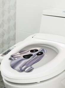Halloween Ghost Pattern Toilet Lid Decal - Multicolor - View 3