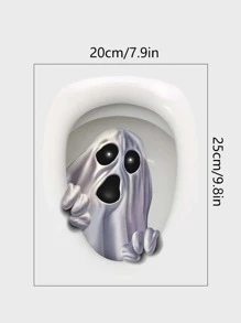 Halloween Ghost Pattern Toilet Lid Decal - Multicolor - View 6