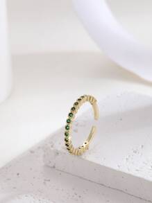 Cubic Zirconia Decor Cuff Ring - Multicolor - View 1