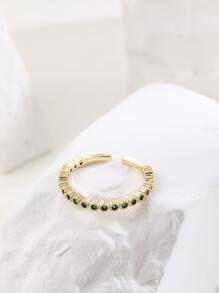 Cubic Zirconia Decor Cuff Ring - Multicolor - View 4