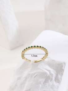 Cubic Zirconia Decor Cuff Ring - Multicolor - View 3