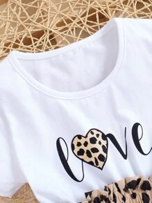 小女童字母圖案紙袋腰連衣裙 - 彩色 - 查看 3