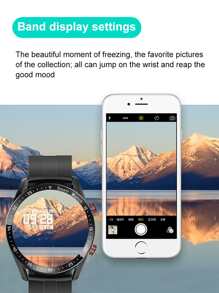 1pc Black Silicone Strap Sporty Full Touch Screen With Heart Rate Monitoring, Blood Pressure Blood Oxygen Tracking Life Round Smart Watch, For A Gift - 黑色 - 查看 5