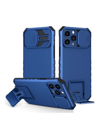 素色手機殼附支架和滑動鏡頭保護器