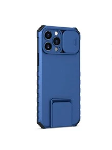 素色手機殼附支架和滑動鏡頭保護器