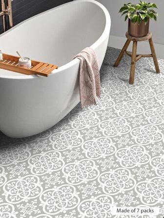 SUPSTICKER 9 st självhäftande vattentäta medelhavstryckta golvklistermärken med mönster för halkskydd och fukttäthet, finns i tre storlekar: 7,87x7,87/11,81x11,81/15,75x15,75 tum., Klistermärken, väggdekaler, vinyldekaler för heminredning, vårdekorationsartiklar förnya ditt hem, Rama dekorationsklistermärken golvplattor golvplattor självhäftande golvplattor självhäftande vardagsrumsinredning rumsinredning kök