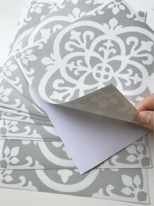 SUPSTICKER 9/36片地中海風印花防水防滑正方形牆面與地板貼紙，3種尺寸，適用浴室 - 彩色 - 查看 7