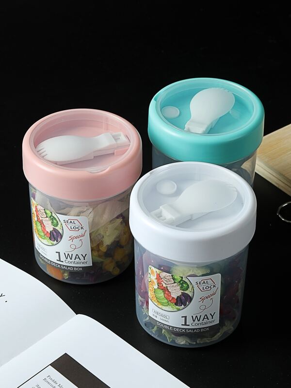 1pc Random Color Tumbler With Spork