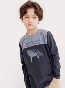 Boys Letter & Whale Print Tee