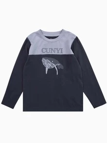 Boys Letter & Whale Print Tee