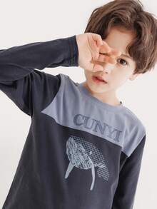 Boys Letter & Whale Print Tee