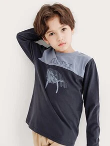 Boys Letter & Whale Print Tee