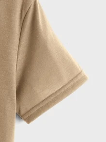 SHEIN 男孩字母貼布連帽T恤 - 卡其色 - 查看 4