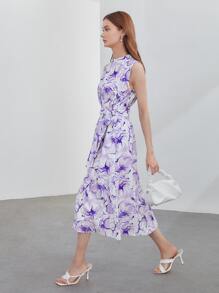 MOTF PREMIUM Vestido con cinturón lino - Multicolor - Ver 5