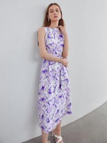 MOTF PREMIUM Vestido con cinturón lino - Multicolor - Ver 6