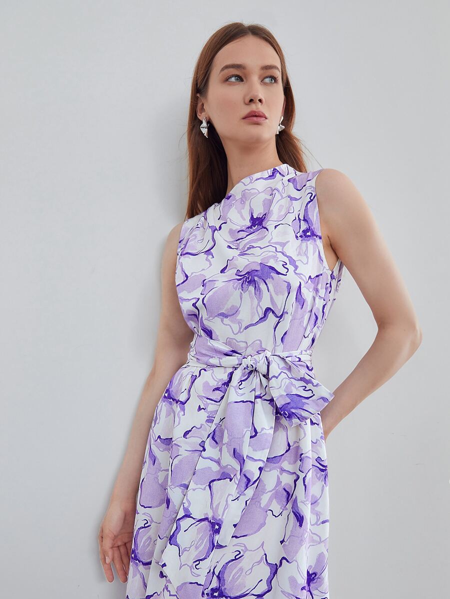 MOTF PREMIUM Vestido con cinturón lino